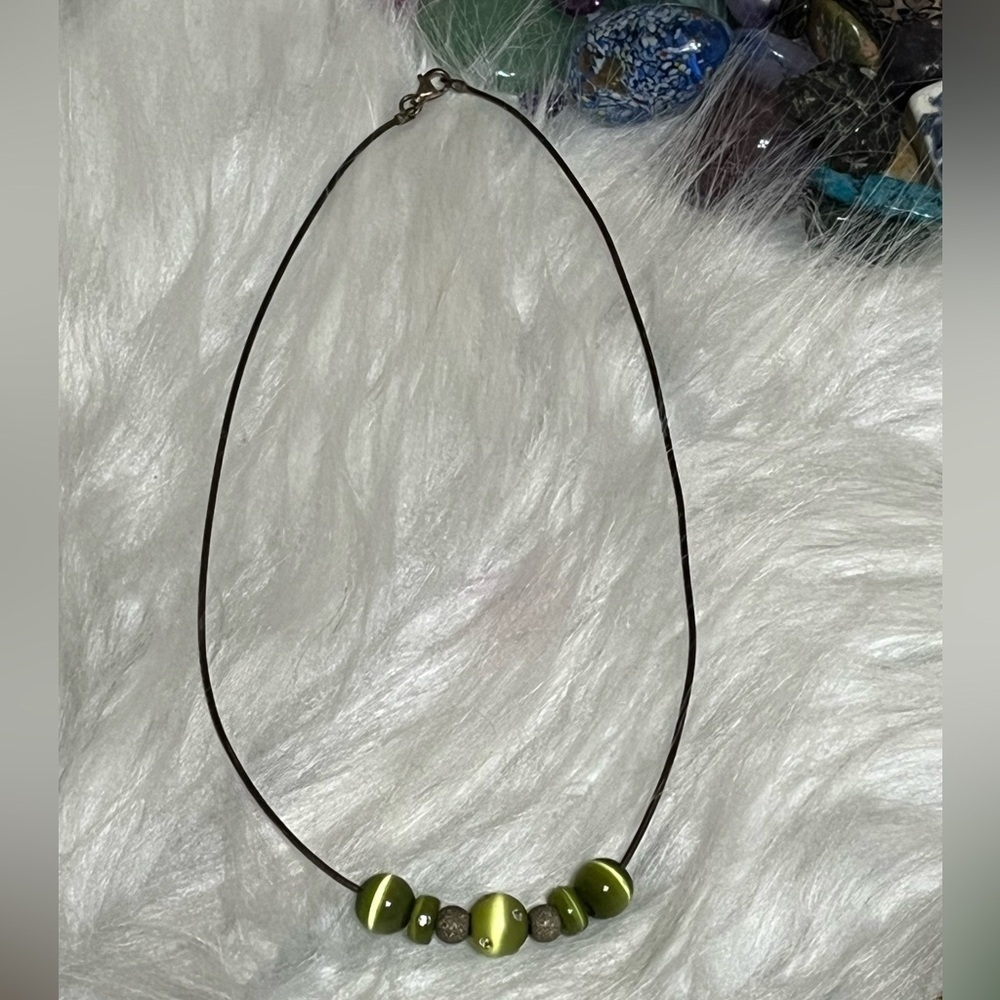 Sterling Cats Eye Crystal Necklace - Picture 5 of 12
